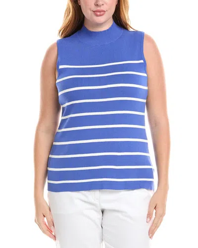 Tahari Asl Plus Mock Neck Sweater Tank In Blue