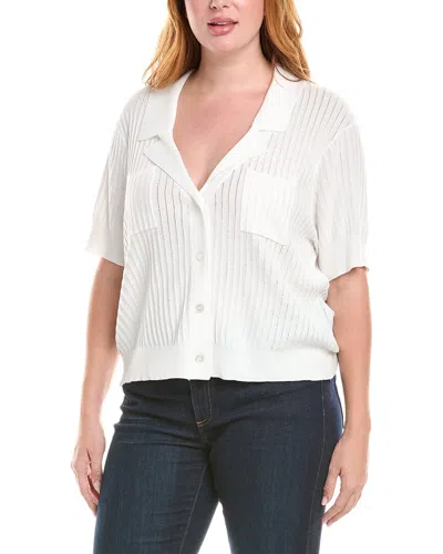 Tahari Asl Plus Pointelle Stripe Knit Shirt In Gray