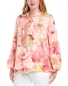 Tahari Asl Plus Scarf Neck Blouse In Purple