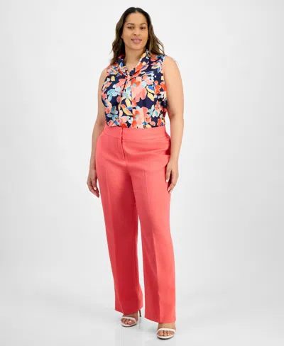 Tahari Asl Plus Size Bell Bottom Pants In Sunset
