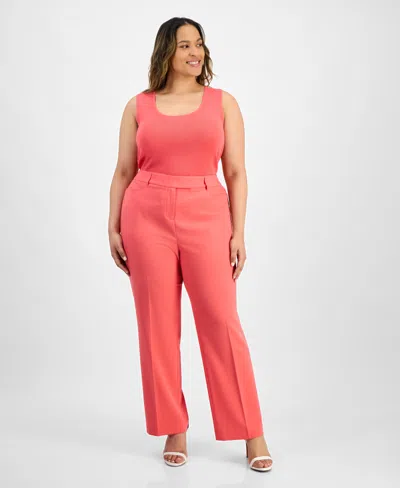 Tahari Asl Plus Size Birds Eye Pants In Sunset