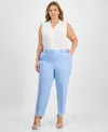Tahari Asl Plus Size Classic Mid Rise Ankle Pants In Ice Blue