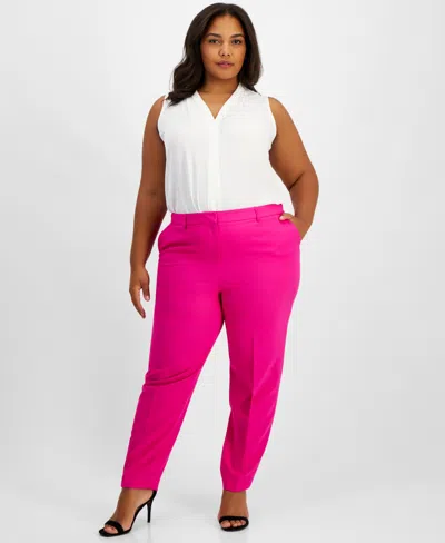 TAHARI ASL PLUS SIZE CLASSIC STRAIGHT-LEG MID-RISE PANTS