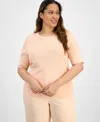 Tahari Asl Plus Size Knit T-shirt In Parfait