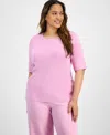 Tahari Asl Plus Size Knit T-shirt In Pink Macaroon