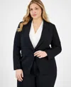Tahari Asl Plus Size Long-sleeve One-button Blazer In Black