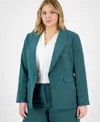Tahari Asl Plus Size Long-sleeve One-button Blazer In Eucalyptus