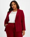 Tahari Asl Plus Size Long-sleeve One-button Blazer In Mulberry
