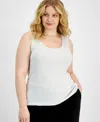 Tahari Asl Metallic Sweater Tank In White