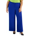Tahari Asl Plus Size Mid Rise Wide-leg Pants In Cobalt