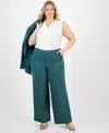 Tahari Asl Plus Size Mid-rise Wide-leg Pants In Eucalyptus