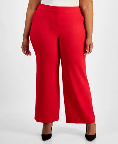 TAHARI ASL PLUS SIZE MID-RISE WIDE-LEG PANTS
