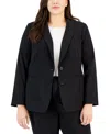 Tahari Asl Plus Size Two Button Roll Tab Jacket Shannon Pants In Black
