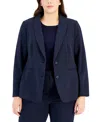 Tahari Asl Plus Size Peak-lapel Button-front Blazer In Blue