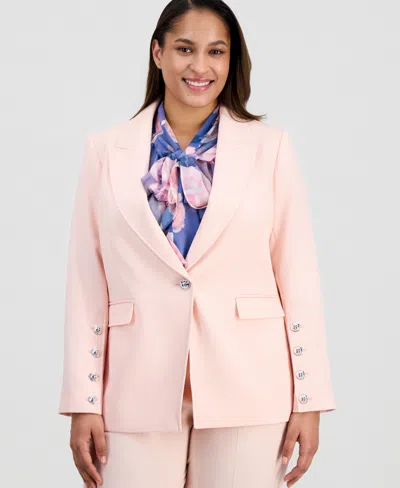 Tahari Asl Plus Size Peak-lapel One-button Jacket In Purple