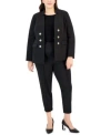 Tahari Asl Plus Size Ponte Faux Double Breasted Blazer Sweater T Shirt Front Seamed Pants In Cobalt