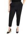 Tahari Asl Plus Size Ponte Mid-rise Front-seamed Pants In Black