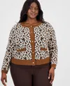 Tahari Asl Plus Size Printed Button-front Cardigan In Multi