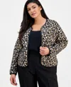 Tahari Asl Plus Size Quilted Reversible Jacket In Animal Print