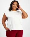 Tahari Asl Fringe Satin Top In Ivory