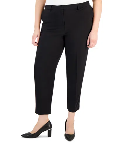 Tahari Asl Plus Size Shannon Mid-rise Ankle Pants In Black