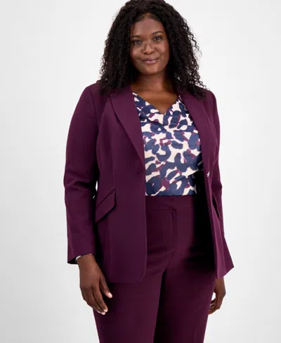 Tahari Asl Plus Size Single-button Blazer In Purple