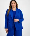 Tahari Asl Plus Size Single-button Crepe Blazer In Colbalt