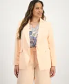 Tahari Asl Plus Size Single-button Crepe Blazer In Parfait