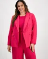Tahari Asl Plus Size Single-button Crepe Blazer In Raspberry