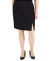 Tahari Asl Plus Size Slit-front Zip-back Pencil Skirt In Black