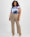 Tahari Asl Plus Size Straight-leg Cargo Pants In Latte