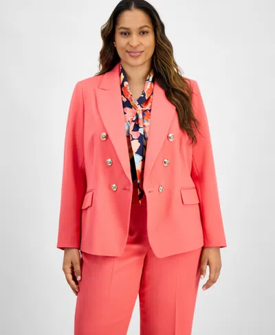 Tahari Asl Plus Size Twill Blazer In Sunset