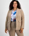 Tahari Asl Plus Size Two-button Jacket In Latte
