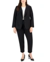 Tahari Asl Plus Size Two Button Roll Tab Jacket Shannon Pants In New Navy