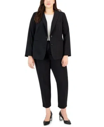 Tahari Asl Plus Size Two Button Roll Tab Jacket Shannon Pants In Black