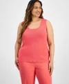 Tahari Asl Plus Size U-neck Tank Top In Sunset
