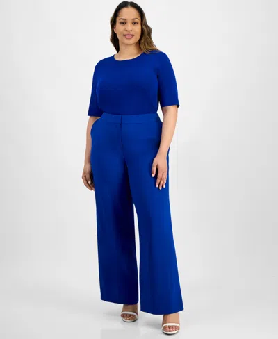Tahari Asl Plus Size Wide-leg Pants In Colbalt