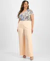 Tahari Asl Plus Size Wide-leg Pants In Neutral