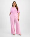 Tahari Asl Plus Size Wide-leg Pants In Pink Macaroon