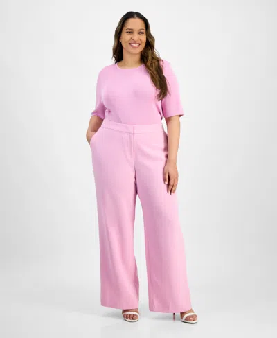 Tahari Asl Plus Size Wide-leg Pants In Pink Macaroon