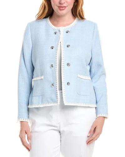 Tahari Asl Plus Tassel Trim Jacket In Blue