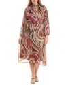 Tahari Asl Print Tie Belt Chiffon Midi Dress In Multi