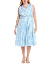 Tahari Asl Plus Size Cotton Striped Faux-wrap Shirtdress In Multi
