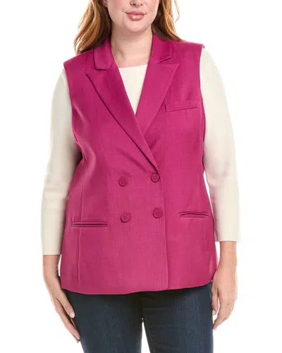 Tahari Asl Plus Size Peak-lapel Sleeveless Jacket In Pink