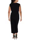 Tahari Asl Plus Womens Solid Polyester Jumpsuit In Black