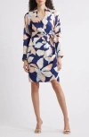 Tahari Asl Faux Wrap Mini Dress In Navy Multi