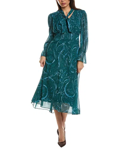 Tahari Asl Printed Midi Dress In Transparent