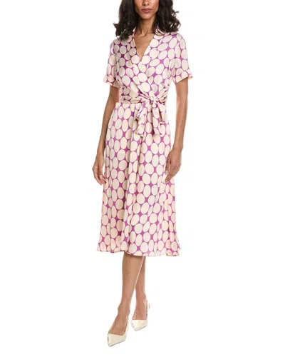 Tahari Asl Printed Midi Dress In Purple