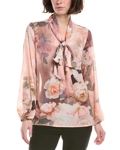Tahari Asl Puff Sleeve Blouse In Pink