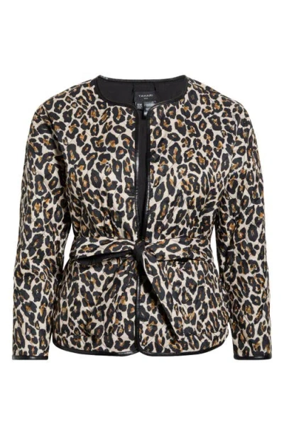 Tahari Asl Reversible Leopard Print Quilted Jacket In Black